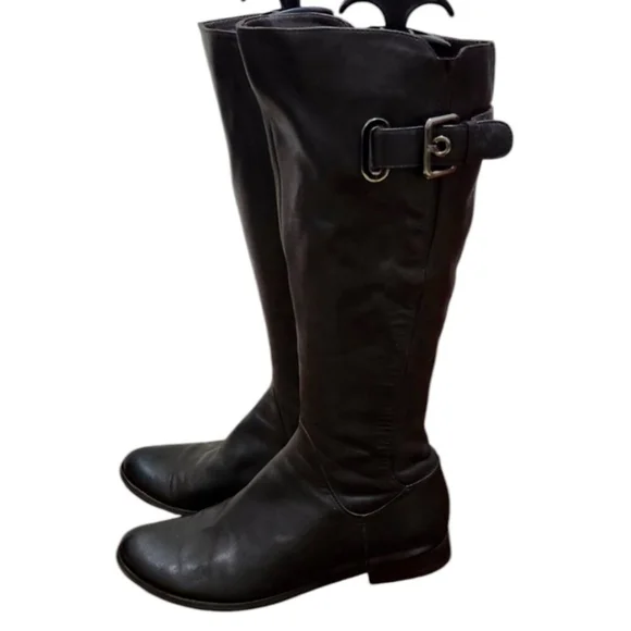 Strimma Women's Luxury chocolate Leather Lined Low Heel Tall Boots Size EU 38 - Picture 8 of 15